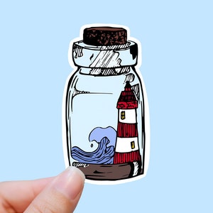 Lighthouse in a bottle vinyl sticker, personalized gifts,Best friend gift, birthday gift, , laptop sticker