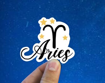 Pegatina de vinilo Aries minimalista, pegatina de astrología, regalo de mejor amigo, pegatina portátil, regalo de cumpleaños