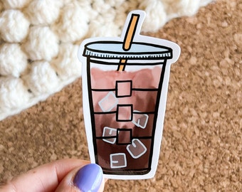 Iced coffee vinyl sticker, coffee sticker,  ice coffee sticker, , laptop sticker, waterproof sticker