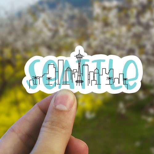 Seattle Skyline Vinyl Sticker / Seattle Washington Sticker / Etsy