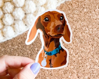 Dachshund  portrait vinyl Sticker, Dog,  , water bottle stickers, , laptop sticker, waterproof sticker