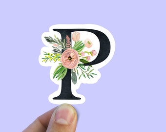 Decorative Monogram Letter "P" Vinyl Decal - Medium Size (6.75" X 5.75"), Die-Cut, For Cars, Windows, Laptops