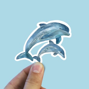 Sticker vinyle aquarelle dauphins, sticker lapin, cadeau meilleur ami, sticker pour ordinateur portable, cadeau sarcastique