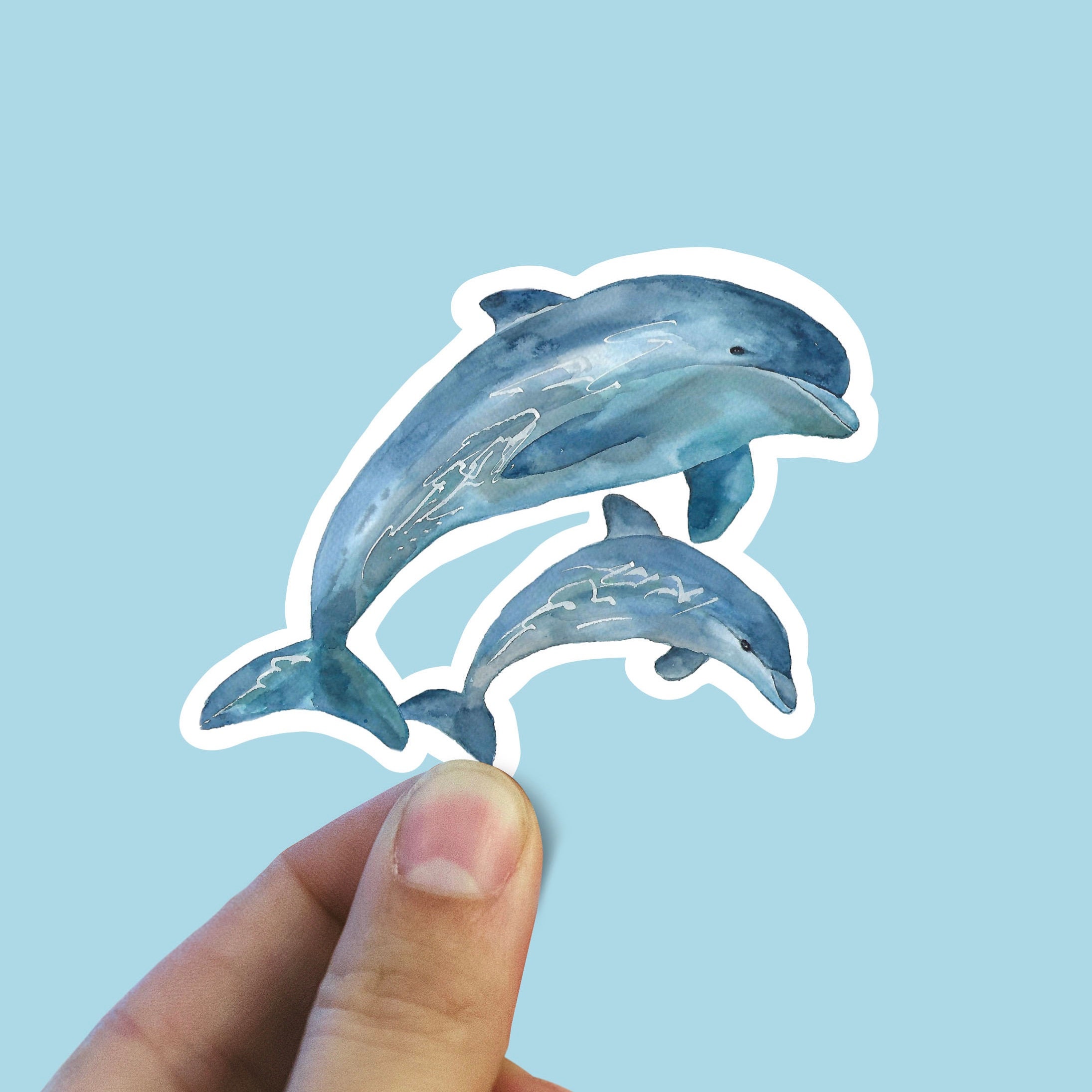 Watercolor Dolphins Vinyl Sticker Bunny Sticker Best Friend Gift