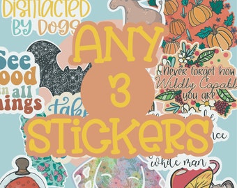 Any 3 sticker pack, sticker pack, choose any 3 stickers, custom sticker pack, custom decals, custom stickers