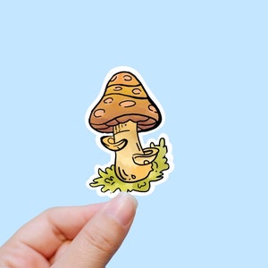 Brown mushroom sticker, Mushroom decor, Laptop decals