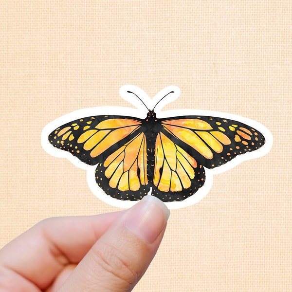 Watercolor monarch butterfly vinyl sticker, butterfly sticker, best friend gift, laptop sticker, butterfly decals