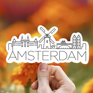 Amsterdam skyline vinyl sticker, travel stickers, Germany, Best friend gift, birthday gift, , laptop sticker