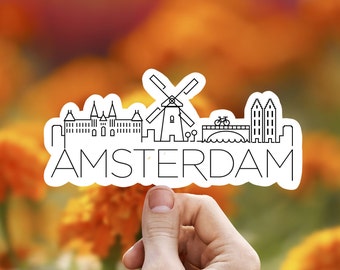 Amsterdam skyline vinyl sticker, travel stickers, Germany, Best friend gift, birthday gift, , laptop sticker