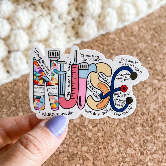 Colorful Nurse Words Vinyl Sticker, Nurse Sticker, Best Friend Gift, Laptop  Sticker 