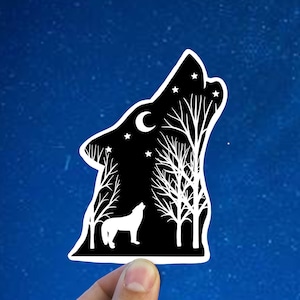 Howling wolf Vinyl Sticker, wolf decal, , , laptop sticker, waterproof sticker