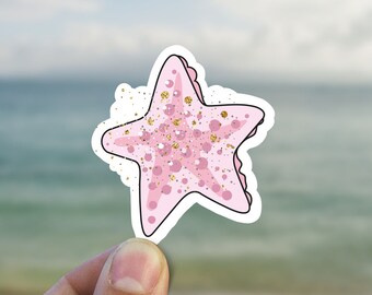 Shiny starfish vinyl Sticker, water bottle stickers, , laptop sticker, waterproof sticker