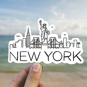 Sticker vinyle horizon de New York, Manhattan, cadeau meilleur ami, cadeau d'anniversaire, sticker pour ordinateur portable