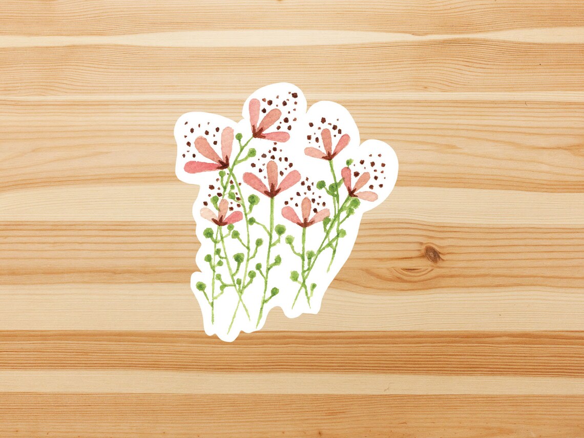 Wildflower Sticker Flowers Sticker Flower Sticker Laptop Etsy