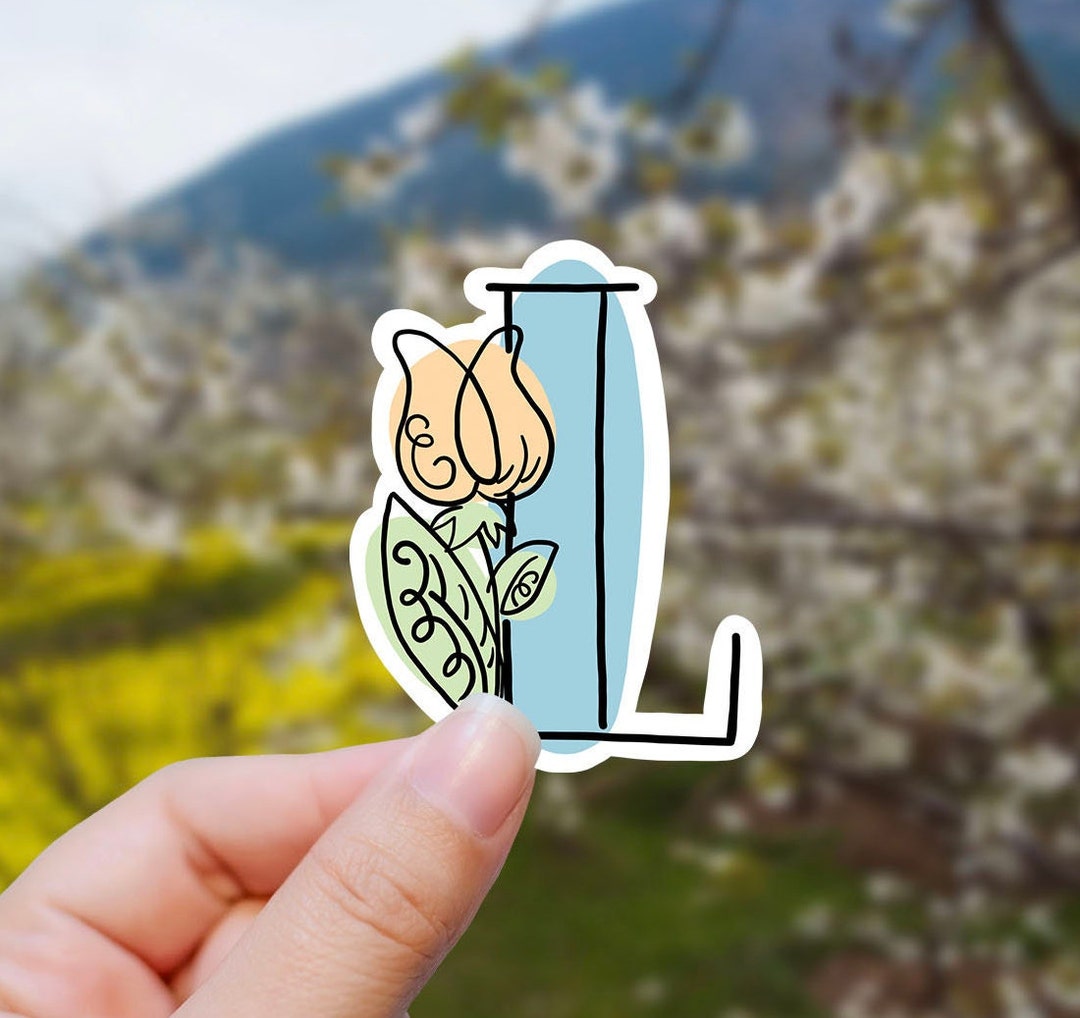 Sketch Lettered L Vinyl Sticker, Monogram, Best Friend Gift, Laptop ...