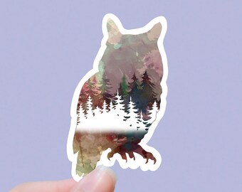 Wilderness owl vinyl sticker, forest sticker, best friend gift, laptop sticker, , sarcastic gift