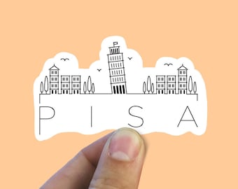 Pegatina de vinilo del horizonte de Pisa, Italia, regalo de mejor amigo, regalo de cumpleaños, pegatina para computadora portátil