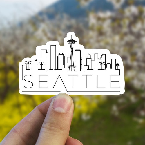 Colorful Seattle Skyline Vinyl Sticker Washington State Best Etsy