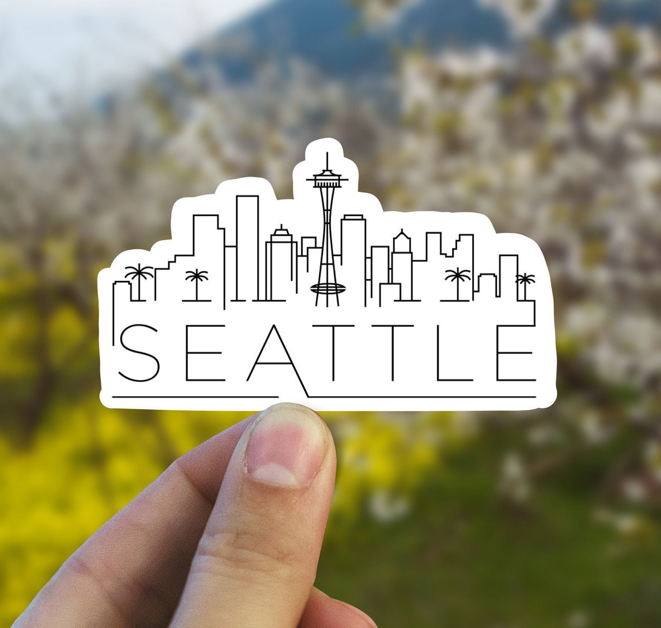 Seattle skyline vinyl sticker Washington state Best friend | Etsy