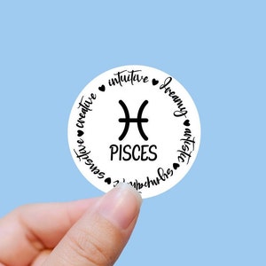 Pisces traits sticker, Pisces zodiac sticker, astrology sticker, zodiac sticker, star signs, , laptop decal