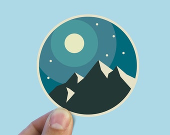 Night mountains aesthetic vinyl sticker, adventure sticker, travel sticker, , laptop sticker, waterproof vinyl