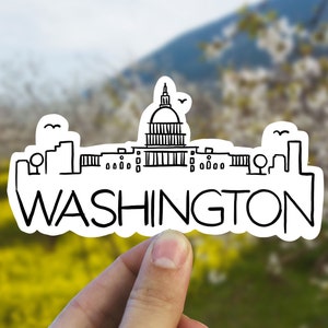 Sticker vinyle Washington skyline, Washington DC, cadeau meilleur ami, cadeau d'anniversaire, sticker pour ordinateur portable