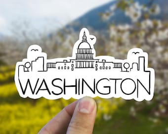 Washington DC Skyline Vinyl Sticker, Laptop Decal