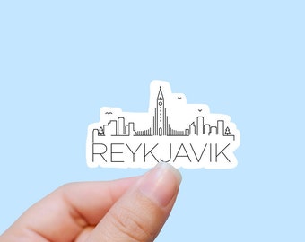 Reykjavik skyline vinyl sticker, Iceland,Best friend gift, birthday gift, laptop stickers