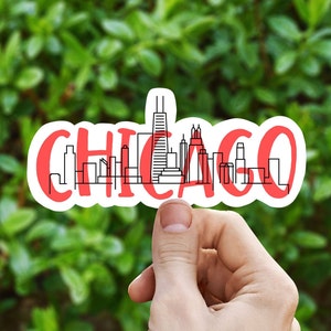 Sticker vinyle horizon coloré de Chicago, Illinois, cadeau meilleur ami, cadeau d'anniversaire, sticker pour ordinateur portable