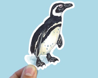 Watercolor penguin vinyl sticker, bunny sticker, best friend gift, laptop sticker, , sarcastic gift