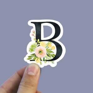 Spring flower letter B vinyl sticker, monogram, best friend gift, Laptop decal,