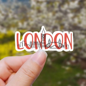 Colorful London skyline vinyl sticker, travel stickers, Britain, Best friend gift, birthday gift, , laptop sticker