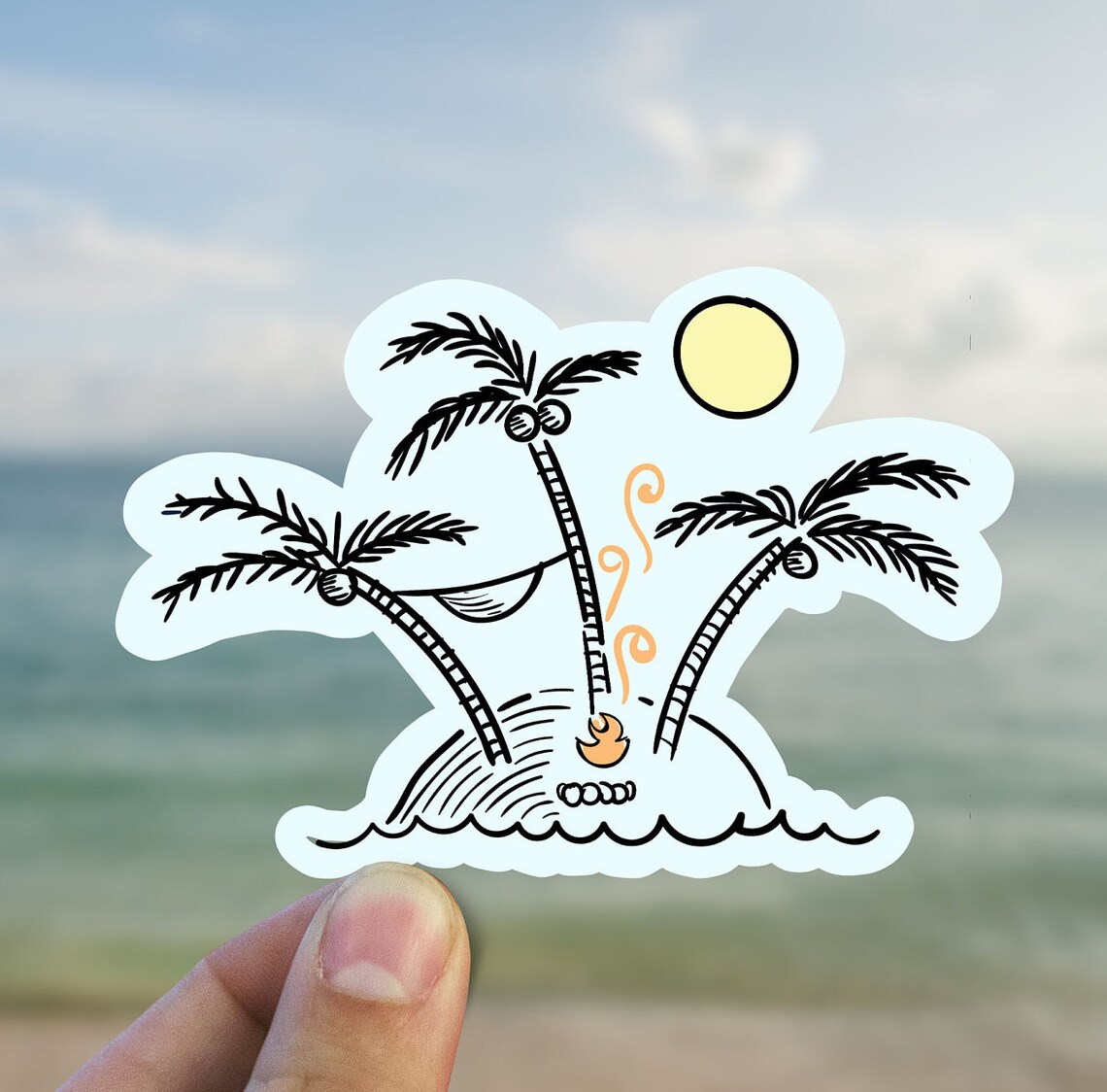 Deserted Island Camp Sticker, Camping Tent, Stickers for Outdoors ...