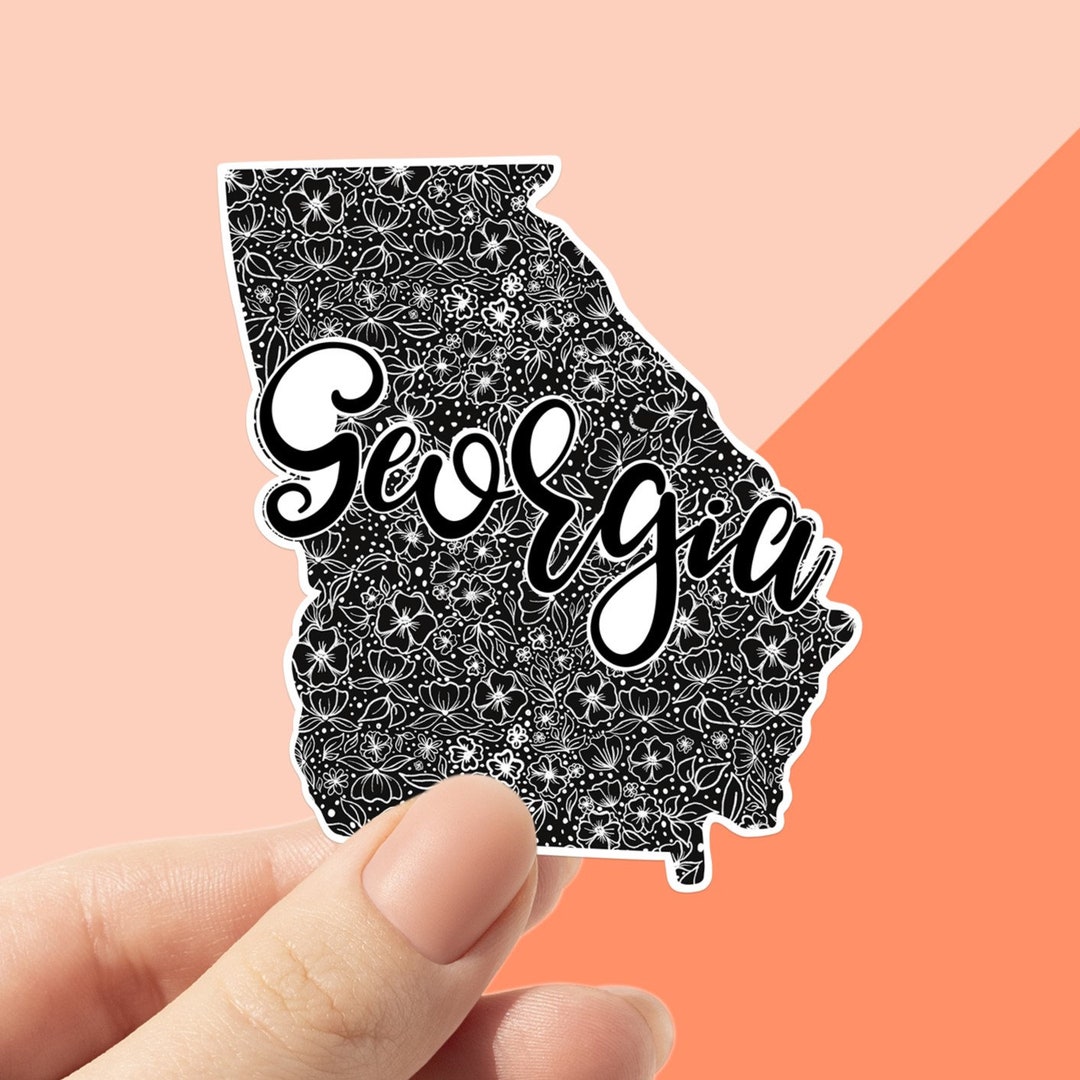 Georgia Native Sticker Georgia Black Floral State Stickers, Laptop and Water Bottle Stickers ...
