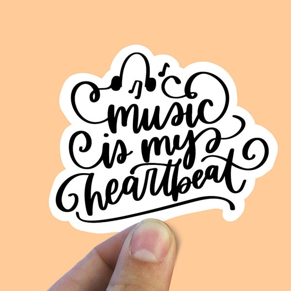 Music is my heartbeat vinyl sticker, aesthetic stickers, music stickers, vinyl records. best friend gifts, , laptop stickers