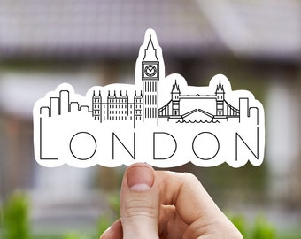 London skyline vinyl sticker, travel stickers, Britain, Best friend gift, birthday gift, , laptop sticker