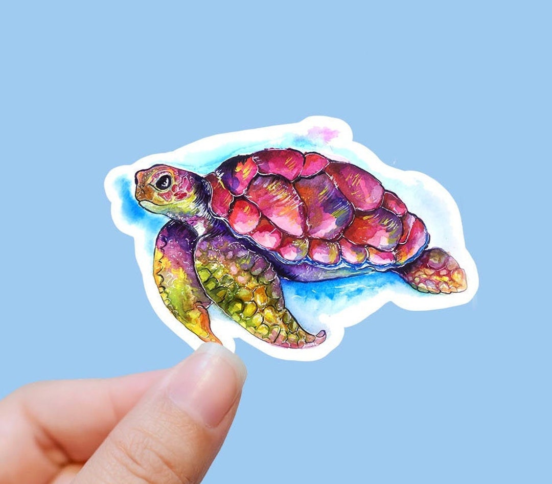 Bright Sea Turtle Vinyl Sticker, Turtle Stickers, Best Friend Gift ...