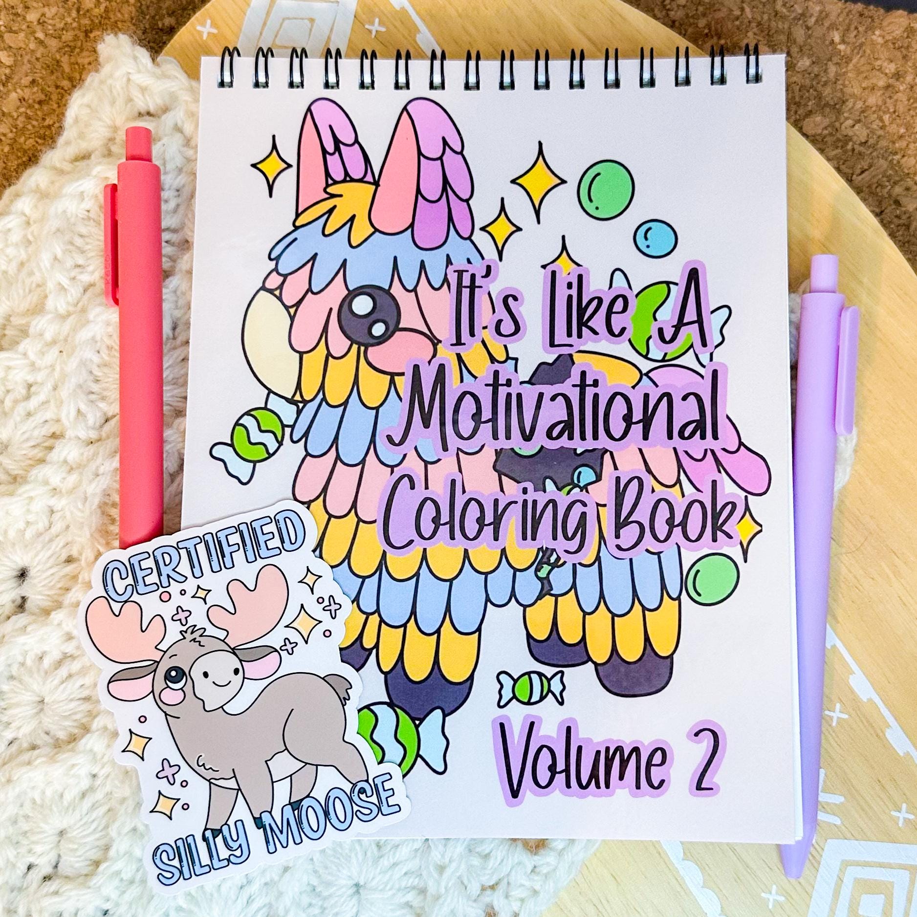 Itâs Like a Motivational Coloring Book, Volume 2 â Adult Coloring Book with Original Hand-Drawn Art, Lefty-Friendly Spiral, Thick Paper