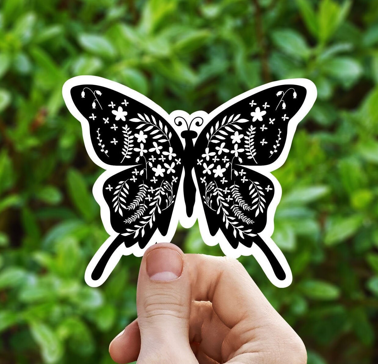 Black vine butterfly vinyl sticker butterfly stickers best Etsy