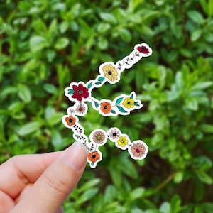 Sticker zodiaque Verseau croquis floral, sticker zodiaque Verseau, sticker astrologie, sticker zodiaque, signes astrologiques, sticker pour ordinateur portable