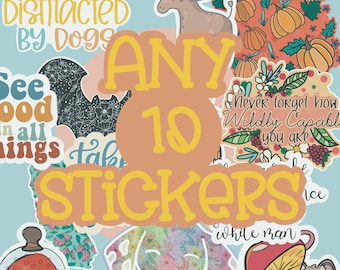 Any 10 sticker pack, sticker pack, choose any 10 stickers, custom sticker pack, custom decal, custom stickers