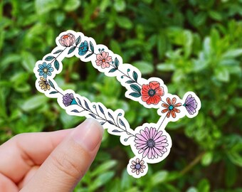 Gemini sketch florals zodiac sticker, Gemini zodiac sticker, astrology sticker, zodiac sticker, star signs, , laptop decal