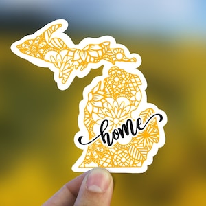 Michigan mandala state home  vinyl sticker, waterproof state sticker, travel sticker, Laptop decal,