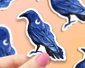 Night raven vinyl Sticker, bird stickers, tumbler decals, , laptop sticker, waterproof sticker