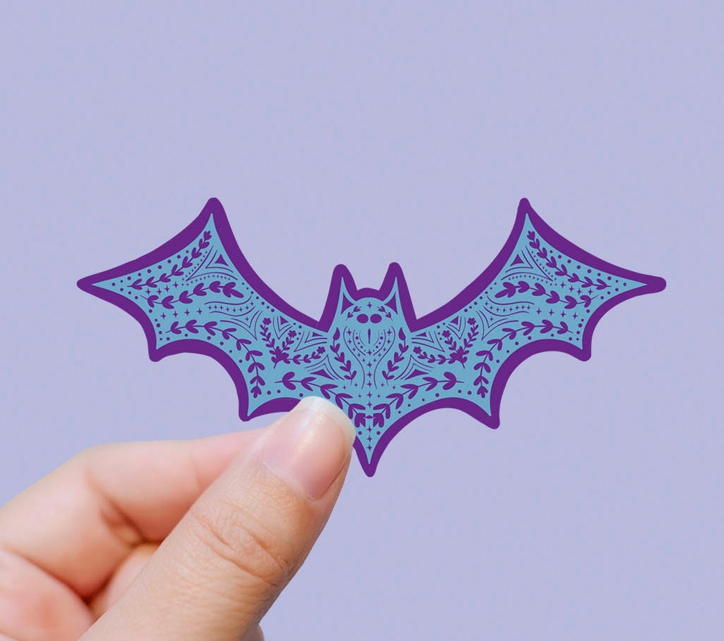Blue Lace Bat Vinyl Sticker, Halloween Stickers, Fall Stickers, Fall ...