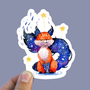 Starry swirl fox vinyl sticker, fox sticker, best friend gift, laptop sticker, , sarcastic gift