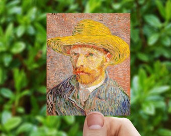 Self-Portrait with a Straw Hat  vinyl sticker, Vincent Van Gogh, Best friend gift, fine art, birthday gift, , laptop sticker