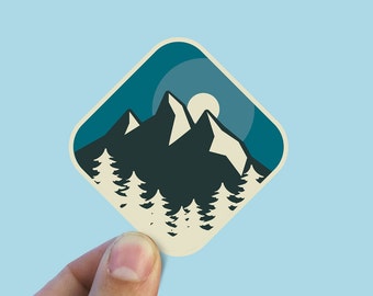 Mountain forest aesthetic vinyl sticker, adventure sticker, travel sticker, , laptop sticker, waterproof vinyl