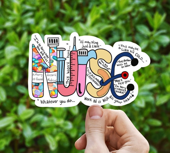 Paper & Party Supplies Colorful nurse words vinyl sticker nurse sticker