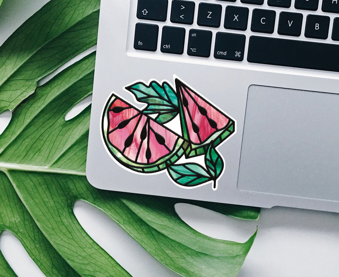 Watermelon Digital Sticker Watermelons Stained Glass Vinyl Sticker, Fruit Sticker, Stained Glass ...